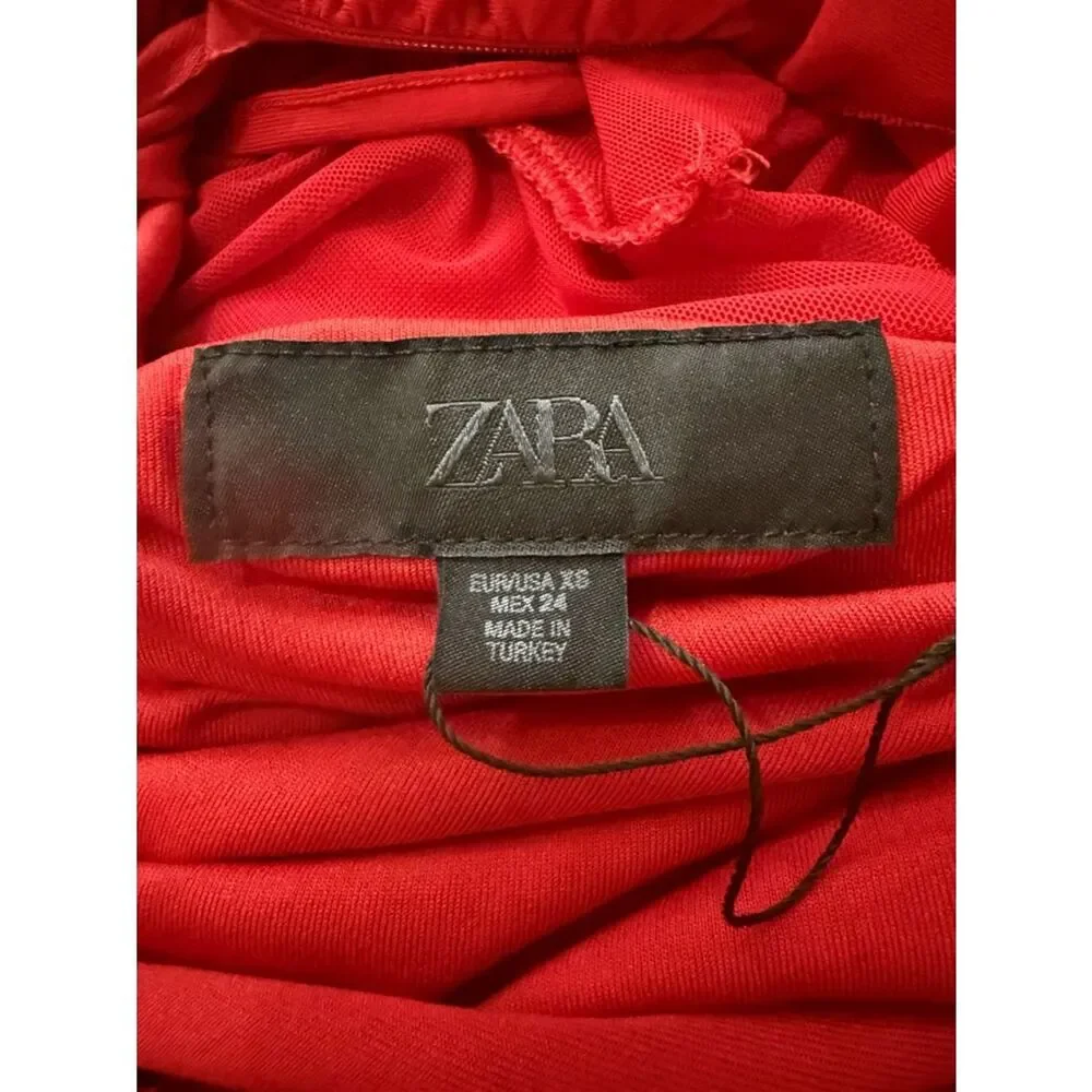 ZARA Red Draped Mini Dress Size XS